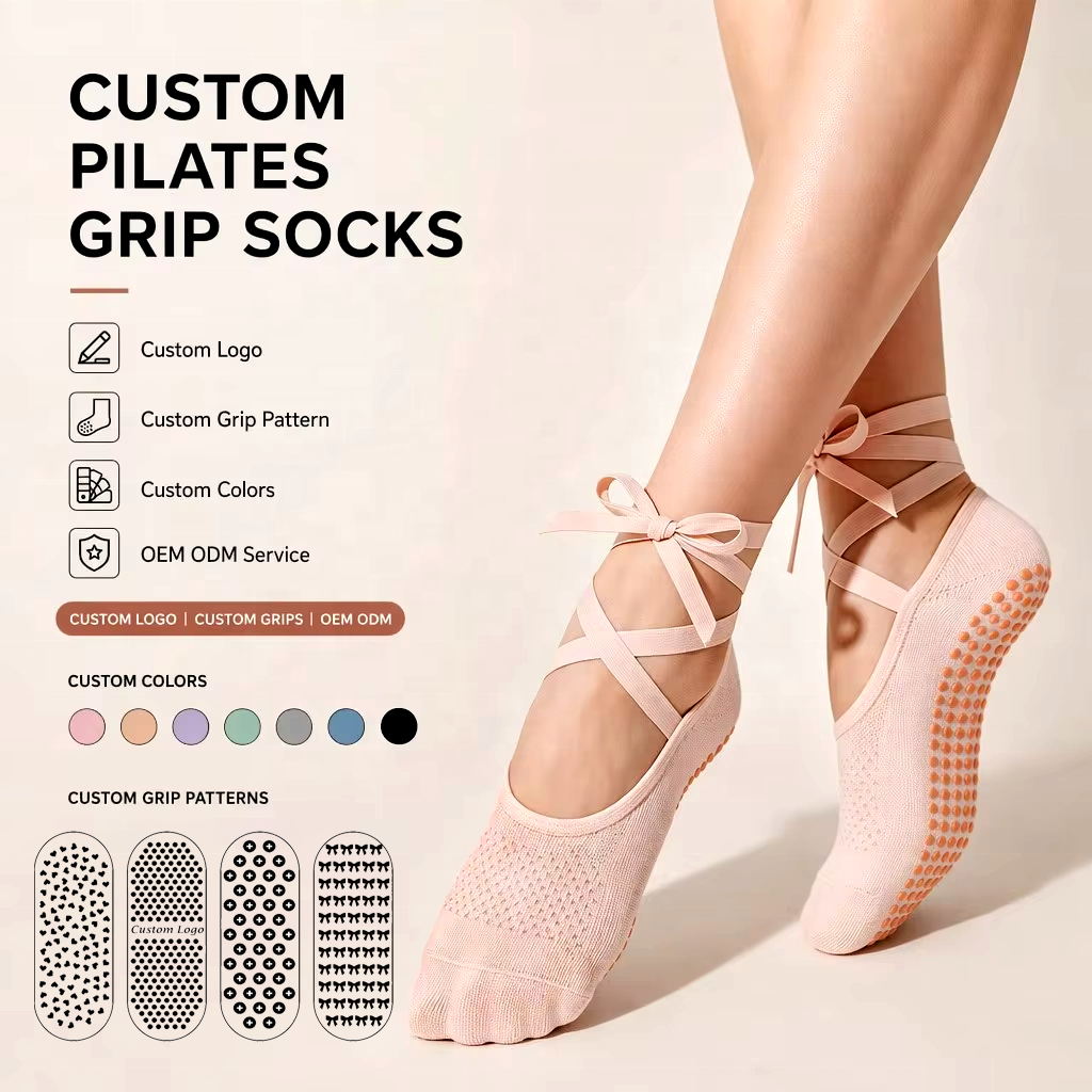 PINK WRAP PILATES SOCKS