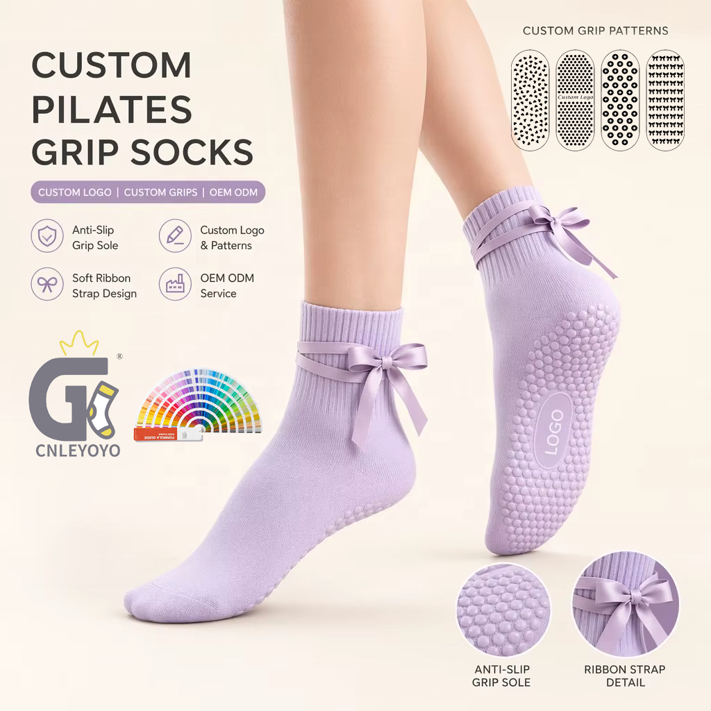 PURPLE RIBBON GRIP SOCKS