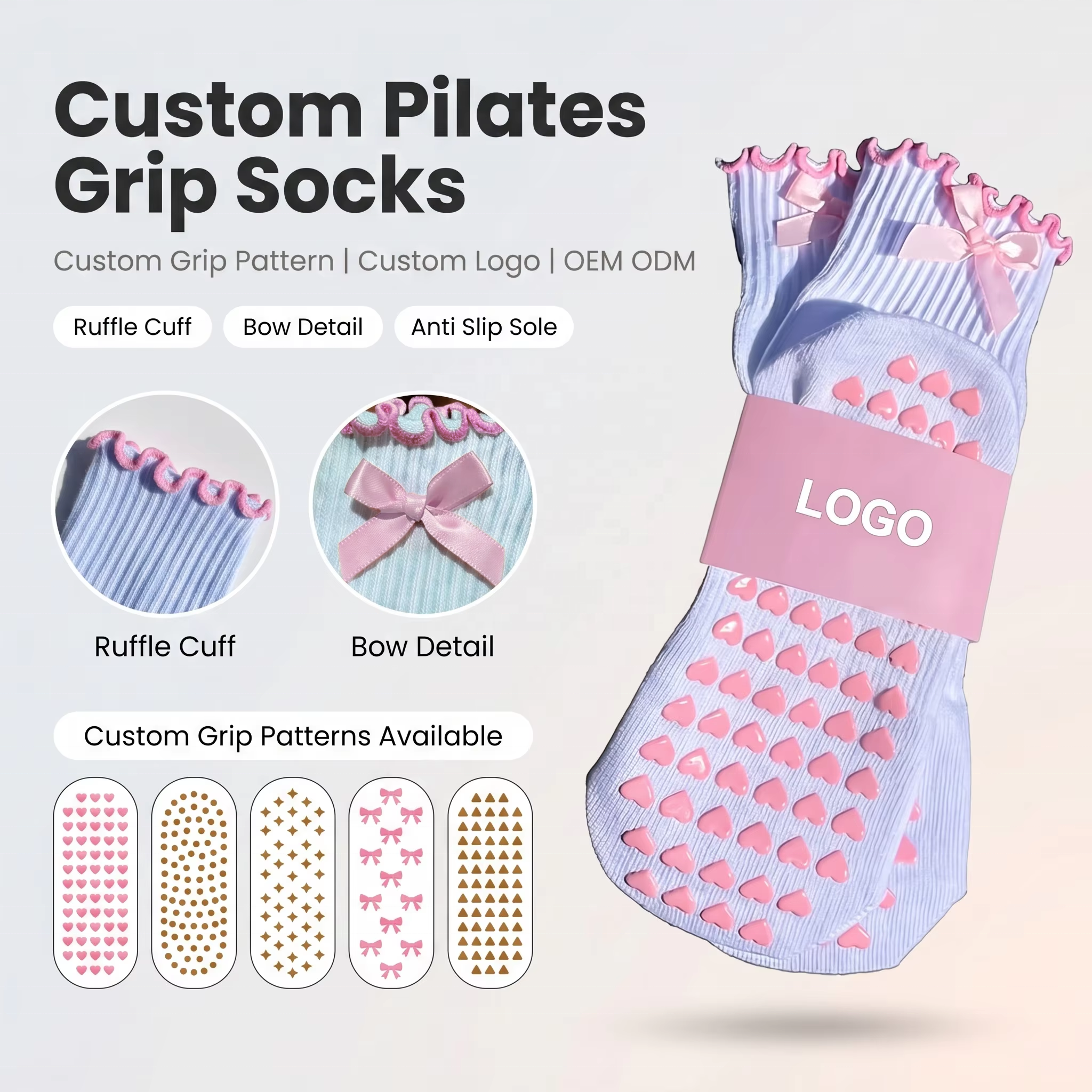 RUFFLE BOW GRIP SOCKS